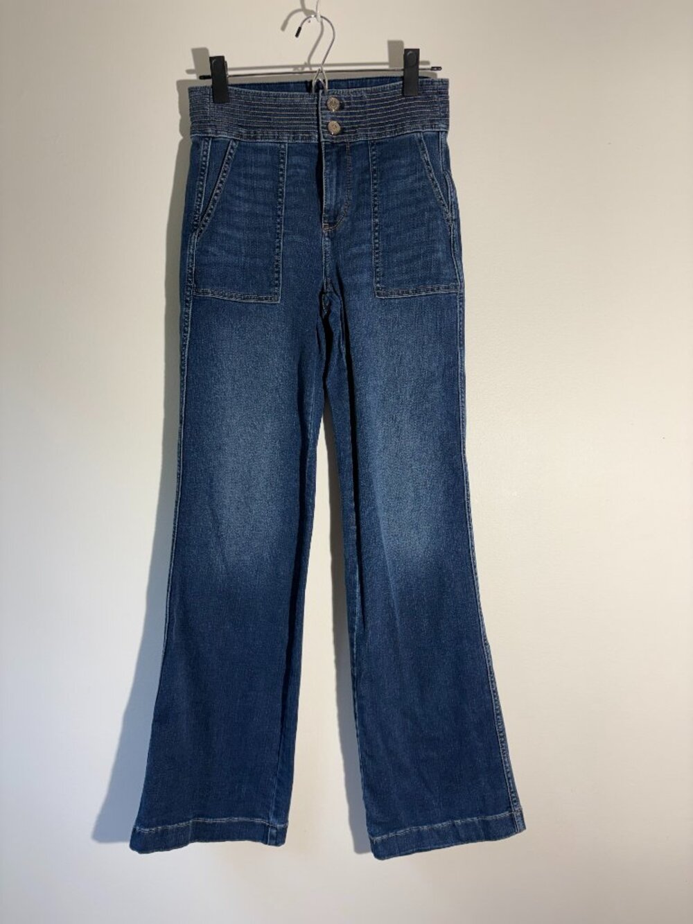 WHBM The Everyday Soft Trouser Jeans Size 2 High Rise Wide Leg Comfort Stretch